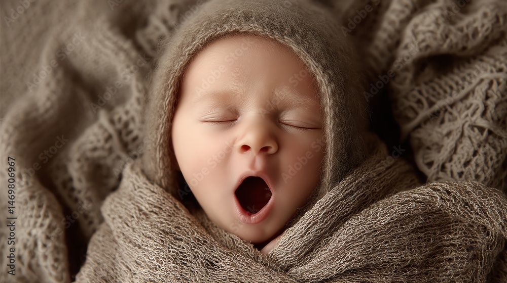 Sleeping baby wrapped in soft, cozy fabric. Sleeping baby wrapped in soft, cozy fabric.
