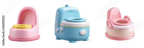 Baby potty training seat set with pink and blue colors, designed for toddlers to learn toilet use comfortably and safely