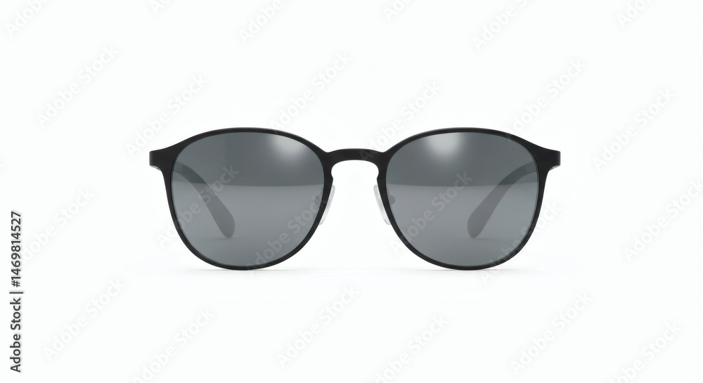 Fototapeta premium Matte Black Round Sunglasses with Gray Lenses and Clear Nose Pads