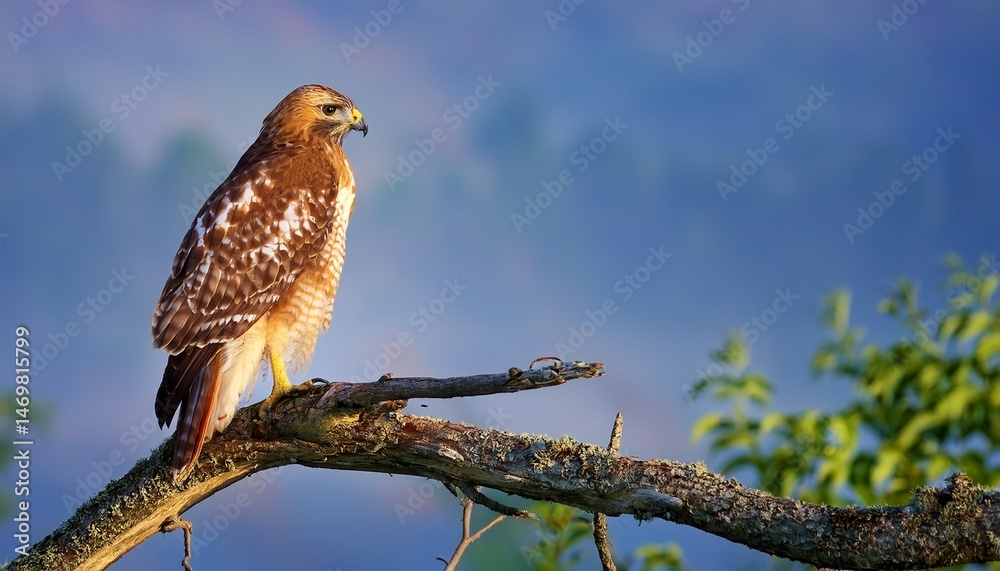 Fototapeta premium red tailed hawk perched on tree branch at arcadia marsh michigan wildlife photography