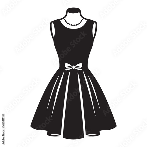 Iconic skater dress graphic featuring short flared base – skater dress silhouette – skater dress vector – skater dress illustration – ladies dress silhouette

