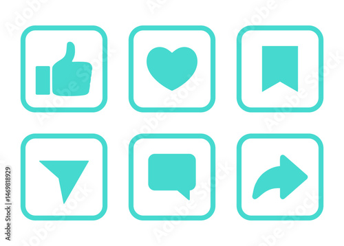 like,comment,share icons set isolated on transparent background
