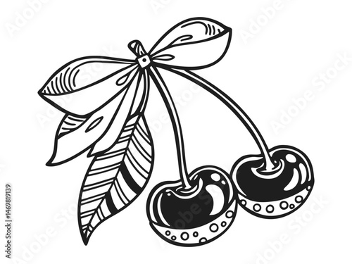 Cherry with a bow. Ballet-core, coquette-core print