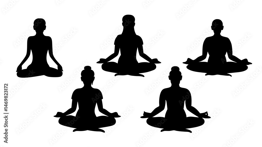 set of yoga silhouette vector on tranparent background set of yoga silhouette vector on tranparent background