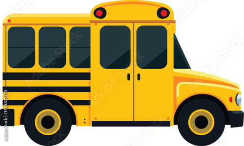 Flat vector illustration of a yellow school bus - isolated bus