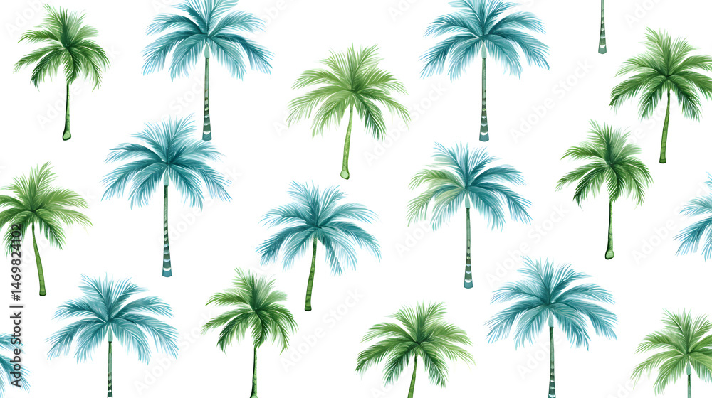 Seamless Palm Tree Pattern in Simple Watercolor Style for Tropical Designs Seamless Palm Tree Pattern in Simple Watercolor Style for Tropical Designs