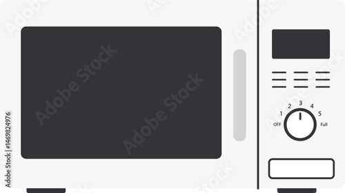Vector illustration of a white microwave with a digital display, flat modern design