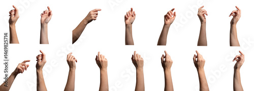 Hand with finger pointing upward in a gesture of reaching, promoting, or presenting. interaction and