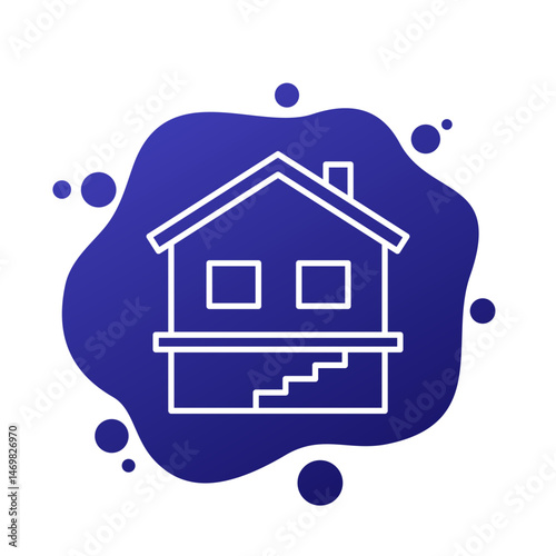 basement or cellar icon with house, line vector
