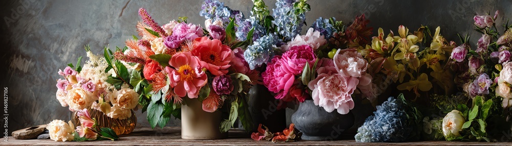 Obraz premium Vibrant flower arrangement in artistic display.