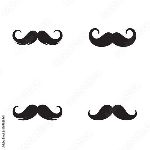 Set of moustache icon silhouette vector illustrations.