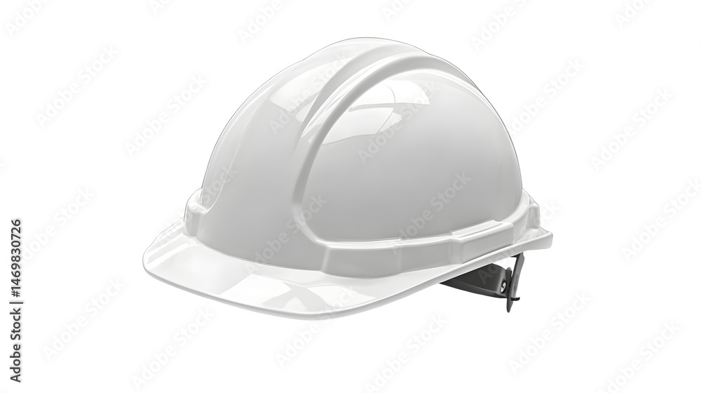 Fototapeta premium Professional Shining White Safety Helmet Isolated on Transparent Background