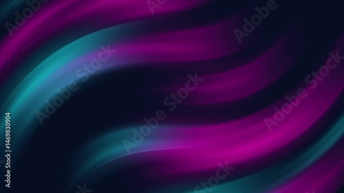 Magenta and turquoise blue colors gradient lines moving smoothly creating an abstract design on black background