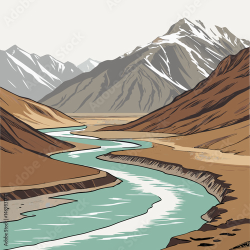 mountain landscape with lake