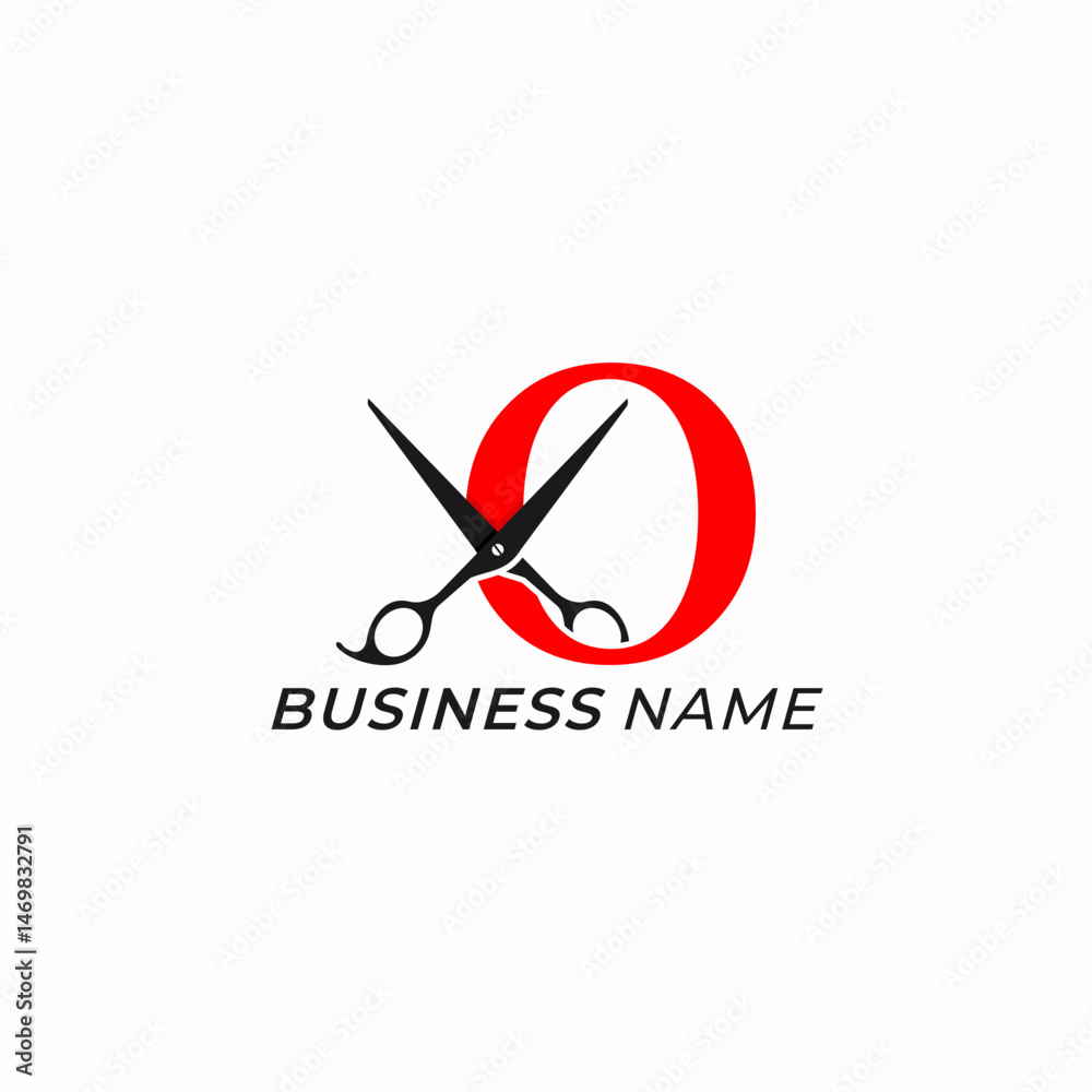 Obraz premium logo design creative letter O and scissors