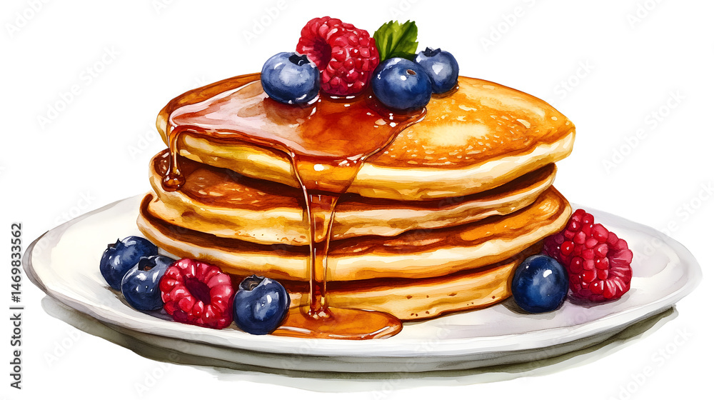 custom made wallpaper toronto digitalDelicious Stack of Fluffy Pancakes with Dripping Syrup and Berries for Breakfast