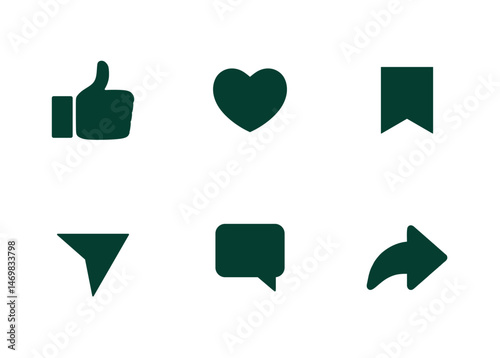 like,comment,share icons set isolated on transparent background
