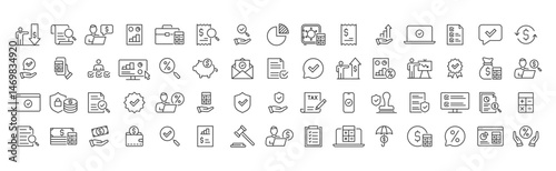 Financial icons showcase modern business symbols
