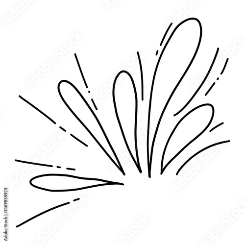 Simple hand-drawn illustration of party streamers and confetti in black. Perfect for festive designs, celebrations, invitations, and digital decorations.  