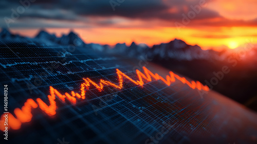 Abstract financial market trend analysis with dynamic data representation