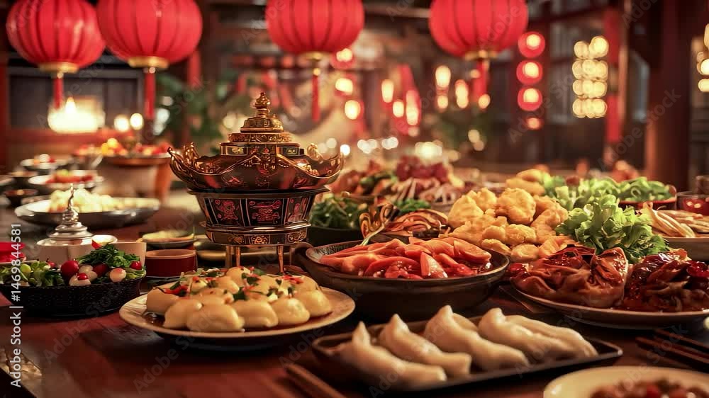 Abundant Chinese Festive Dining Table Abundant Chinese Festive Dining Table
