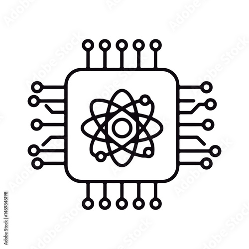 Quantum Chip Symbol. Quantum Computing Circuit.
