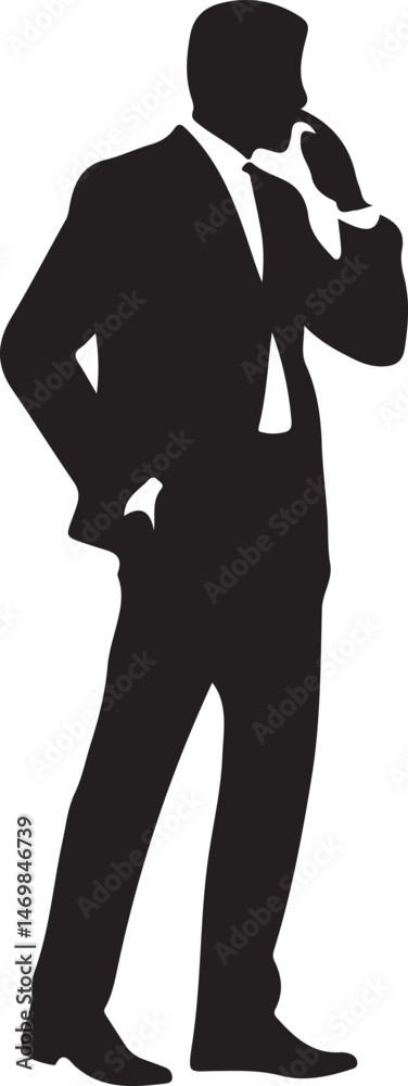 Fototapeta premium Silent Contemplation: A silhouette of a person immersed in deep thought, the shadow speaks volumes, suggesting intrigue, mystery, and hidden narratives.