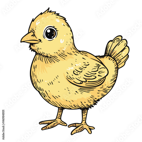 Cute Cartoon Chick Illustration For Easter And Springtime Designs Hand Drawn Isolated