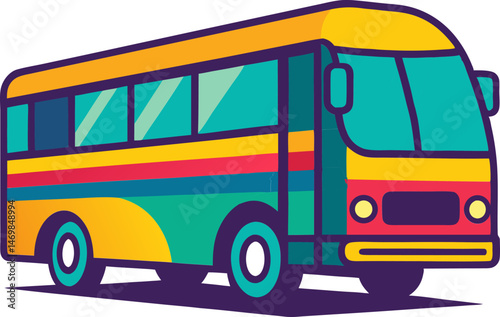 Public bus vector with flat design style used in road safety materials websites or transportation flyers  