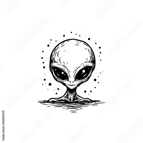 Ethereal extraterrestrial form in monochrome, enigmatic otherworldly figure art