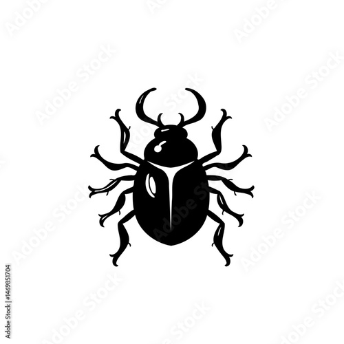 Isolated black beetle illustration representing nature's intricate design on white