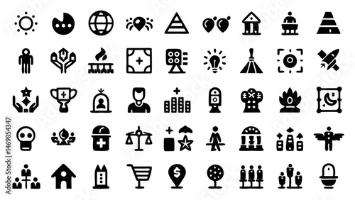 Minimalist line icon set exploring the concept of individuality with expressive vector illustrations, suitable for psychology, education, and self-development themes