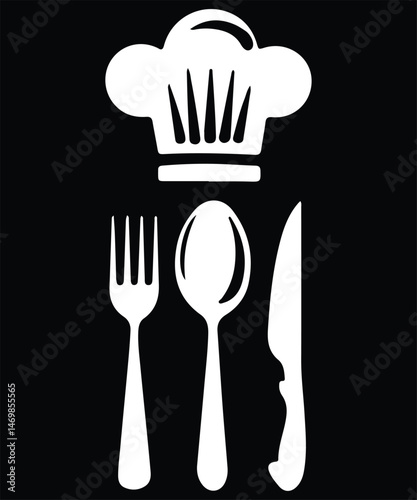 Chefs Hat, Fork, Knife, Spoon Culinary Restaurant Icon