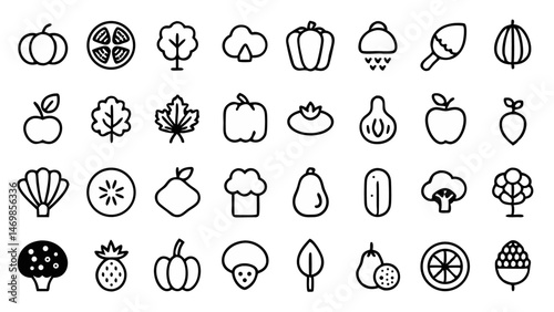This vegetable icon set offers a vector collection of fresh and clean glyph pictograms ideal for menus grocery designs and nutrition awareness campaigns