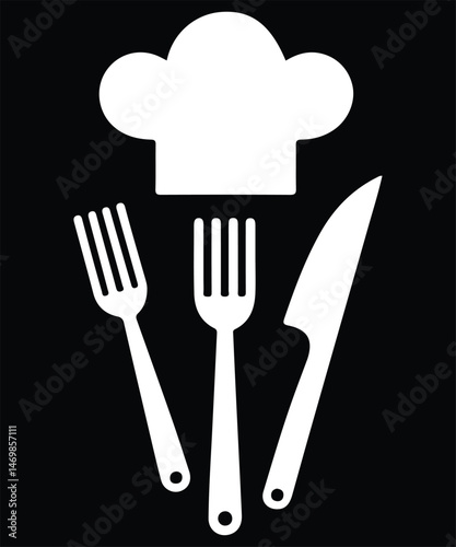 Chefs Hat, Fork, Knife, Spoon Culinary Restaurant Icon