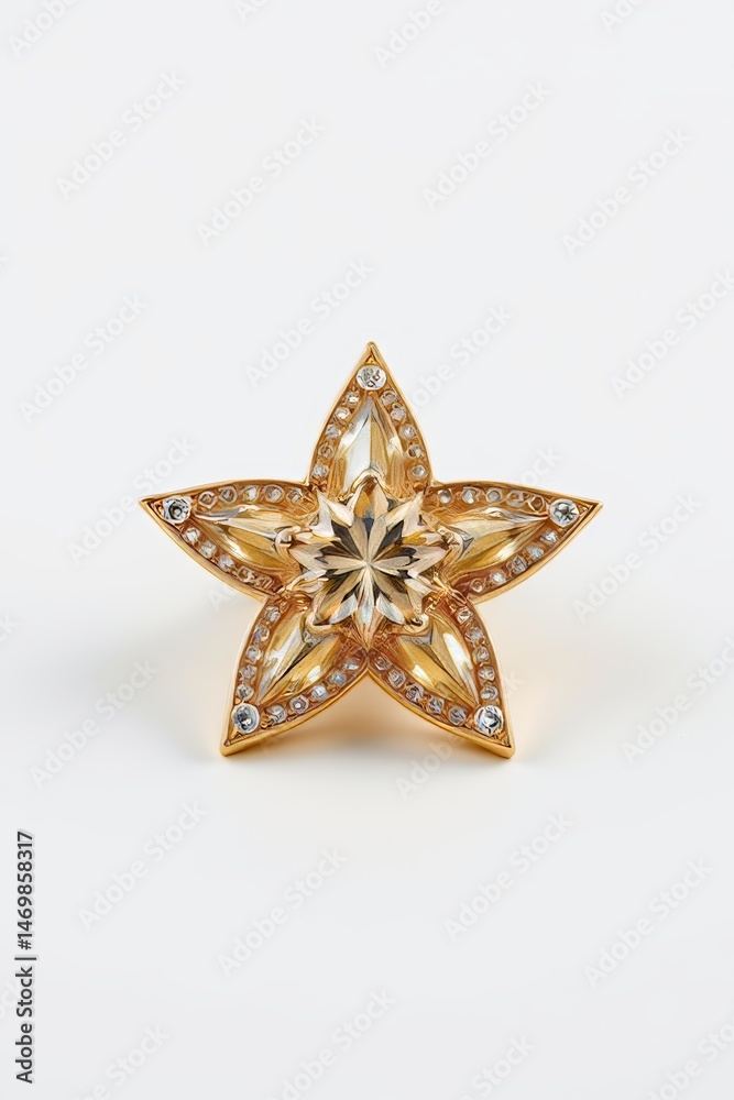 Fototapeta premium Golden Star Jewelry with Gemstones