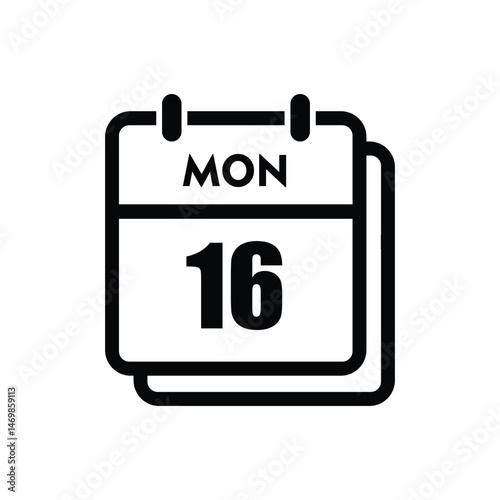 calender icon, 16 monday icon with white background