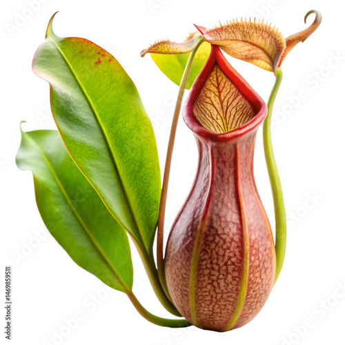 Nepenthes tropical carnivore plant isolated on transparent background