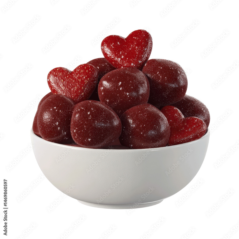 Delicious Red Candies in Heart Shape Arranged in a Bowl for Valentine's Day Delicious Red Candies in Heart Shape Arranged in a Bowl for Valentine's Day