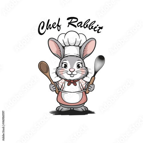 Cute mouse wearing chef uniform vector illustration
