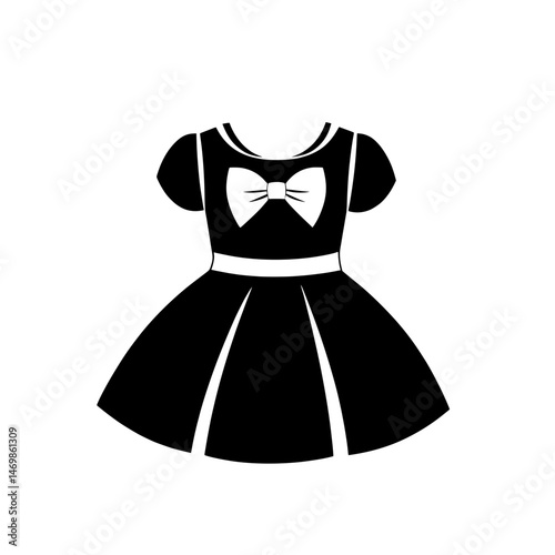 Classic dress with puff sleeves and bow representing formal or elegant women’s fashion