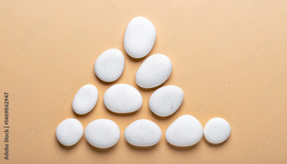 Creative arrangement of white pebbles on a soft beige background minimalist art composition aesthetic photography Creative arrangement of white pebbles on a soft beige background minimalist art composition aesthetic photography