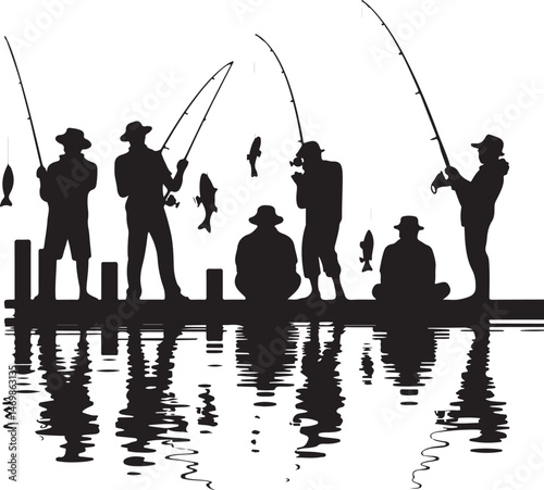 Fisherman Casting Line Silhouette

Fish Caught Mid-Jump Vector Scene

Fishing Boat Adventure Silhouette

Spearfishing in Action Silhouette

Calm Lake Fish Hunt Vector Design
