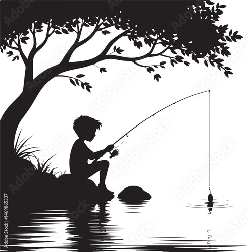 Fisherman Casting Line Silhouette

Fish Caught Mid-Jump Vector Scene

Fishing Boat Adventure Silhouette

Spearfishing in Action Silhouette

Calm Lake Fish Hunt Vector Design