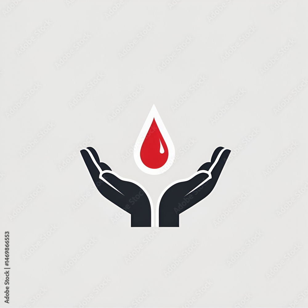 Fototapeta premium World Blood Donor Day concept human hand holding blood drop on white space