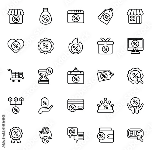 Discount icons arrayed offering value