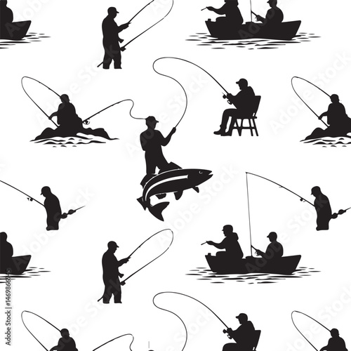 Fisherman Casting Line Silhouette

Fish Caught Mid-Jump Vector Scene

Fishing Boat Adventure Silhouette

Spearfishing in Action Silhouette

Calm Lake Fish Hunt Vector Design