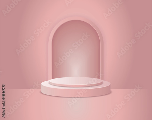 Light Pink Circle Pedestal Podium EPS Vector