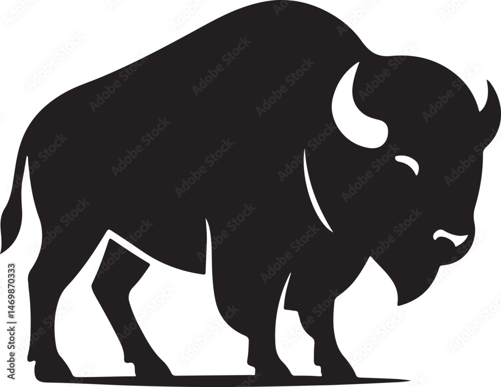 Fototapeta premium Minimalist Bison Vector Silhouette Illustration