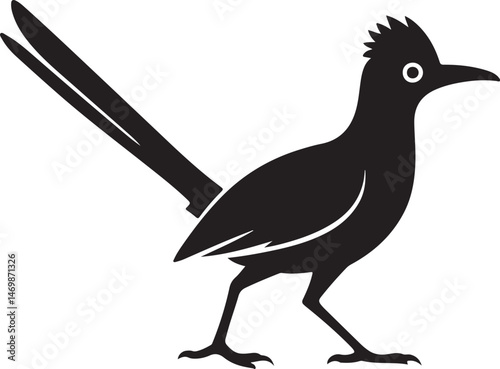 Running Roadrunner Bird Silhouette Vector Art